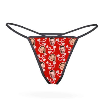 Custom Couples Face Hearts Thong Personalized Romantic Gift Underwear