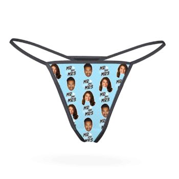Custom Mr and Mrs Photo Thong Personalized Couple Underwear Gift