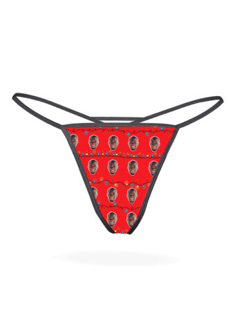 Customizable Christmas Lights Thong with Unique Personal Face Design