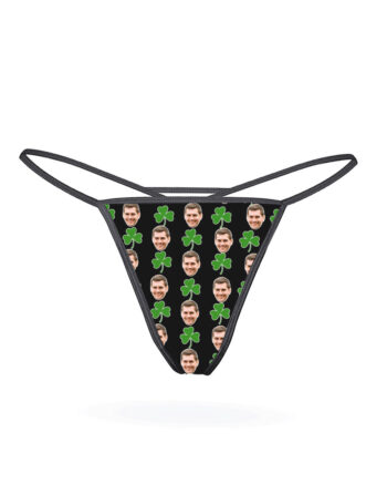 Custom Shamrock Print Thong with Adjustable Side Straps for Women