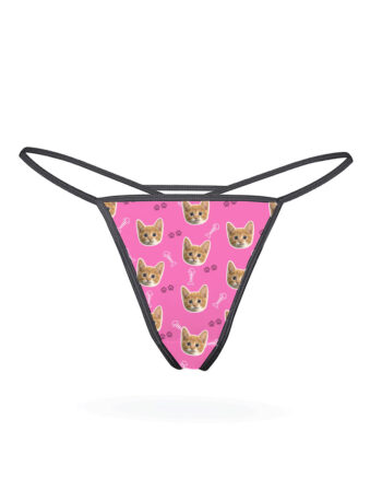 Custom Cat Face Thong for Women Unique Personalized Lingerie Gift